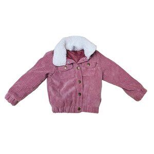 Little Lass Toddler Girls Corduroy Jacket Sherpa Collar Button Closure Pink Size